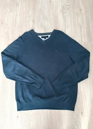 Pull col en V Tommy Hilfiger Logo Brodé - Bleu Taille L, brand: Tommy Hilfiger, condition: Very good, size: L, €30.00, €32.20 includes Buyer Protection