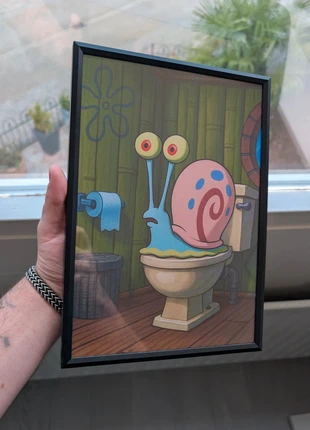 Gerrit de slak op de wc - Ingelijste Poster, merk: SpongeBob SquarePants, staat: Heel goed, € 12,50, € 13,83 inclusief Kopersbescherming Pro