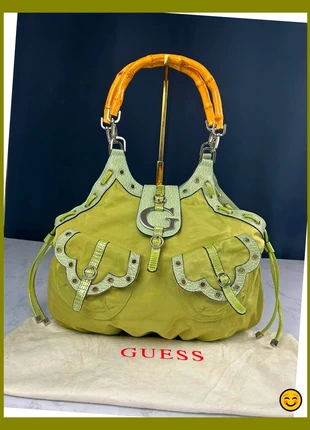 Sac à main et à épaule Guess vintage Y2K vert et style bois pour femme, brand: GUESS, condition: Very good, €114.00, €120.40 includes Buyer Protection Pro