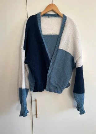 Color Block Chunky Knit Cardigan – Oversized Fit – Blue/White/Navy, brand: Shein, condizioni: Ottime, taglia: L / IT 44 / EU 40, €3.00, €3.85 include la Protezione acquisti