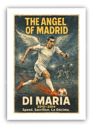“The Angel of Madrid” Di Maria Madrid Retro Football Print | Iconic Tribute Wall Art A4 Poster, condition: New with tags, £7.50, £8.58 includes Buyer Protection Pro