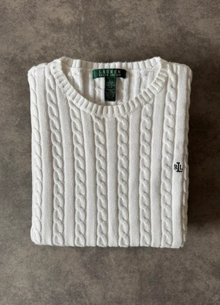 Pull Torsadé Ralph Lauren blanc logo RL noir L femme, marque: Ralph Lauren, état: Très bon état, taille: L / 40 / 12, 40,00 €, 42,70 € Protection acheteurs incluse