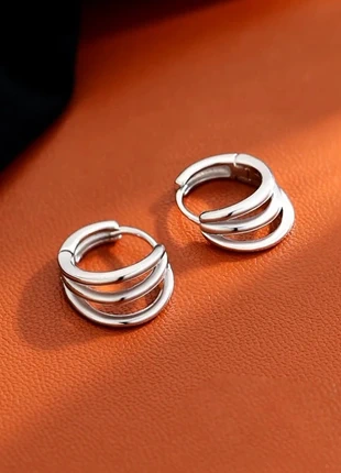 💙925 Sterling Silver Triple Layer Hoop Earrings, Minimalist Luxury Small Design, condition: Very good, £3.00, £3.85 includes Buyer Protection Pro