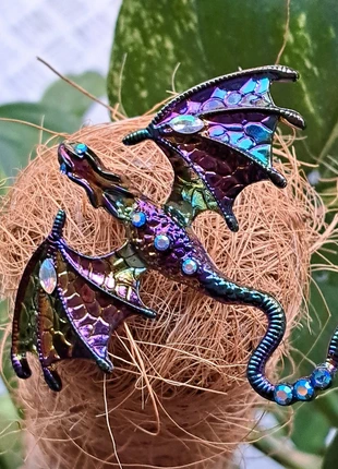 Superbe broche Dragon Volant 🐉 pierres irisés multicolore femme, brand: Dragon, condition: New without tags, €15.00, €16.45 includes Buyer Protection
