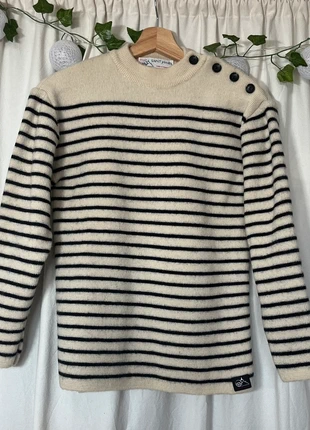 Pull marin à boutons marinière en laine Saint James made in France beige et marine - taille M, marca: Saint James, estado: Muito bom, tamanho: M / 38 / 10, €54.90, €58.35 inclui Proteção do Comprador