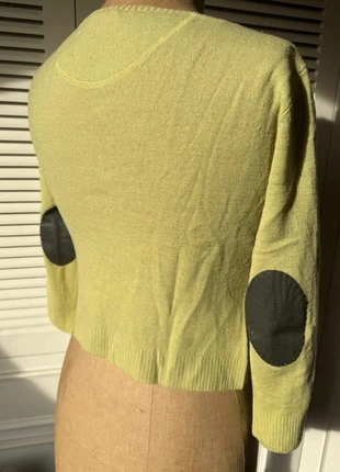 Gilet vert citron 100% laine avec coudières en cuir - taille M, état: Bon état, taille: M / 38 / 10, 5,00 €, 5,95 € Protection acheteurs incluse