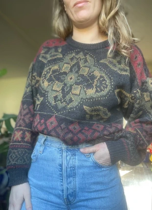 Pull vintage en laine motifs multicolore oversize, brand: Vintage Dressing, condition: Very good, size: M / 38 / 10, €29.00, €31.15 includes Buyer Protection Pro