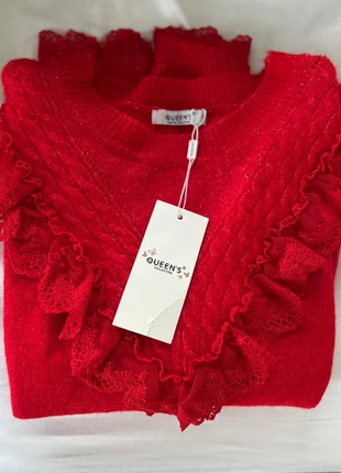 Pull rouge Queen’s – Neuf avec étiquette – Taille unique 36/40 – Volants et dentelle, marque: Queen's, état: Neuf avec étiquette, taille: Taille unique, 9,00 €, 10,15 € Protection acheteurs incluse