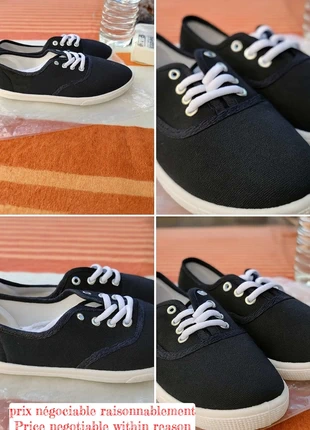 Baskets basses noires à lacets blancs sneakers femme casual légères Pointure 37, zustand: Neu, größe: 37, 6,00 €, 7,00 € inklusive Vinted-Käuferschutz