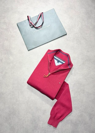 Pull Half Zip | 1/4 zip col camionneur Tommy Hilfiger bordeaux - Logo brodé - Taille XL | 2318, marca: Tommy Hilfiger, estado: Bueno, tamaño: XL, 29,99 €, 32,19 € Protección al comprador Pro incluida