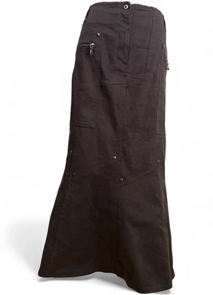 Jupe longue taille basse cargo Y2K coupe sirène – Marron chocolat – Poches & rivets, marque: Vintage Dressing, état: Très bon état, taille: XL / 42 / 14, 16,90 €, 18,45 € Protection acheteurs (Pro) incluse