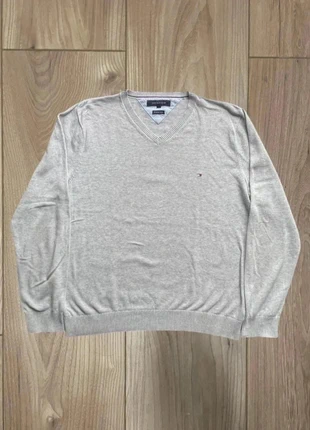 Pull Tommy Hilfiger gris homme col V premium 100% coton, brand: Tommy Hilfiger, condition: Very good, size: L, €20.00, €21.70 includes Buyer Protection