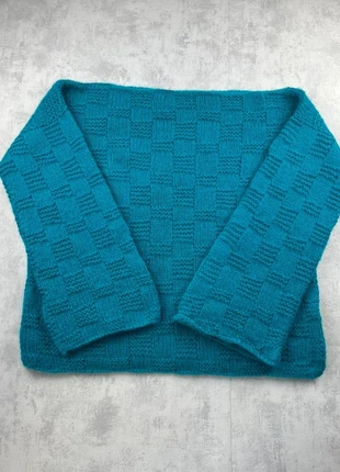 Pull vintage en laine bleu clair à motifs carreaux / Pull d'hiver chaud col évasé - XL, marca: Vintage Dressing, estado: Muito bom, tamanho: XL / 42 / 14, €24.00, €25.90 inclui Proteção do Comprador