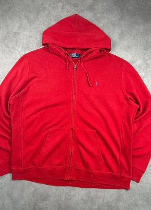 Pull / veste zippée à capuche Ralph Lauren rouge logo brodé bleu - taille XL, brand: Ralph Lauren, condizioni: Ottime, taglia: XL, €49.90, €53.10 include la Protezione acquisti Pro