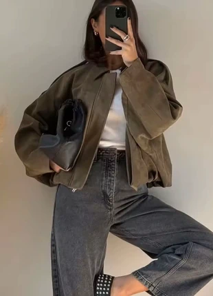 Veste bombardier femme en daim – style vintage – army green/kaki – taille S – très bon état, estado: Muy bueno, tamaño: S / 36 / 8, 55,00 €, 58,45 € Protección al comprador incluida