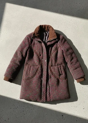 Manteau long vintage – laine épaisse, rayé, brun prune, chic, marque: Auréline Atelier, état: Très bon état, taille: M / 38 / 10, 199,90 €, 210,60 € Protection acheteurs (Pro) incluse