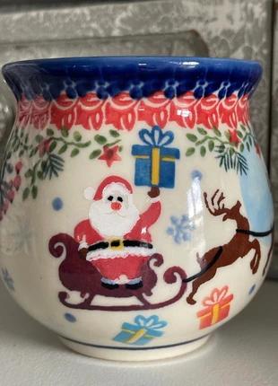 Bolesławiec 330 ml duży przepiękny kubek Unikat!, merk: BOLESLAWIEC, staat: Nieuw zonder prijskaartje, € 26,00, € 28,00 inclusief Kopersbescherming