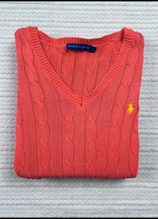 Sweat/Pull Cable Knit ,Torsadé Ralph Lauren Orange / Logo brodé Jaune / Taille L Femme, brand: Ralph Lauren, condition: Very good, size: L / 40 / 12, €45.00, €47.95 includes Buyer Protection