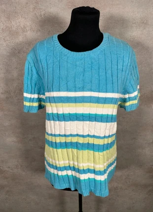 Pull Maille Torsadée Cable Knit Vintage Cherokee bleu clair rayé vert lime taille XL, marca: Vintage Dressing, estado: Muy bueno, tamaño: XL / 42 / 14, 10,00 €, 11,20 € Protección al comprador Pro incluida