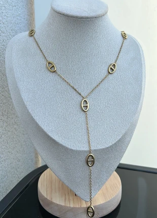 Collier long doré pendant en acier inoxydable, staat: Heel goed, € 14,50, € 15,93 inclusief Kopersbescherming Pro