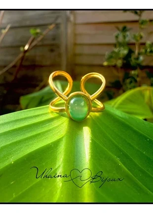 Bague dorée avec pierre verte en acier inoxydable - Uhaina Bijoux, marke: Uhaina Bijoux, zustand: Neu, mit Etikett, größe: Größenverstellbar, 9,00 €, 10,15 € beinhaltet Vinted-Käuferschutz Pro