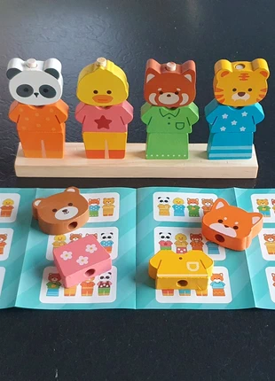 Wooden stacking toy - Dress-up animals | New, merk: Montessori, staat: Nieuw zonder prijskaartje, maat: Universeel, € 11,00, € 12,25 inclusief Kopersbescherming