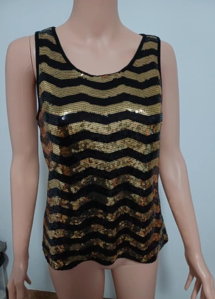 Débardeur à sequins – Noir & Doré – Taille S – Amisu, brand: Amisu, condizioni: Ottime, taglia: S / IT 40 / EU 36, €6.99, €8.04 include la Protezione acquisti