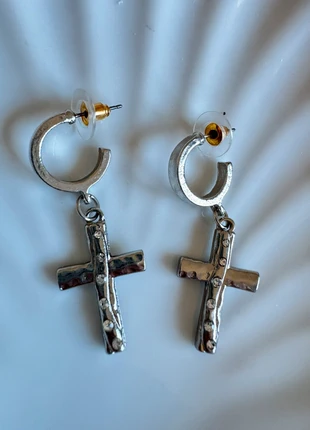 Silver Cross Hoop Dangle Earrings, brand: cross hoop, condition: New without tags, £7.50, £8.58 includes Buyer Protection Pro