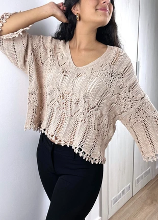 Retro Beige Openwork Knit Oversize Zara Sweater Boho Romantic Style || M-L, état: Neuf sans étiquette, taille: M / 38 / 10, 17,00 €, 18,55 € Protection acheteurs incluse