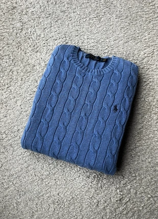 Pull Ralph Lauren Torsadé Col Rond Bleu, marque: Ralph Lauren, état: Très bon état, taille: M, 55,00 €, 58,45 € Protection acheteurs (Pro) incluse