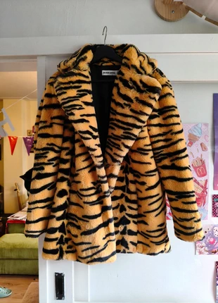 ASOS Girlfriend Material tijger tiger panther cheetah print faux fake fur coat jas, merk: Girlfriend Material, staat: Nieuw zonder prijskaartje, maat: S / 36 / 8, € 30,00, € 32,20 inclusief Kopersbescherming