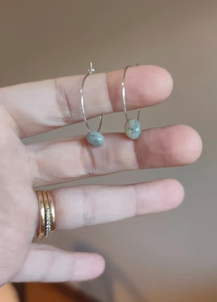 Créoles argentées labradorites blanches, brand: labradorite, condition: Very good, €3.00, €3.85 includes Buyer Protection