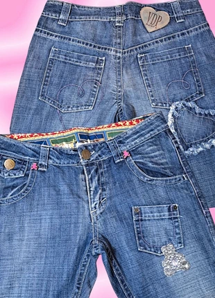 ●y2k vdp vintage teddy bear jeans heart embroidery + ankle zips (italian 44)●, marque: Vintage Dressing, état: Très bon état, taille: L / 40 / 12, 58,99 €, 62,64 € Protection acheteurs incluse