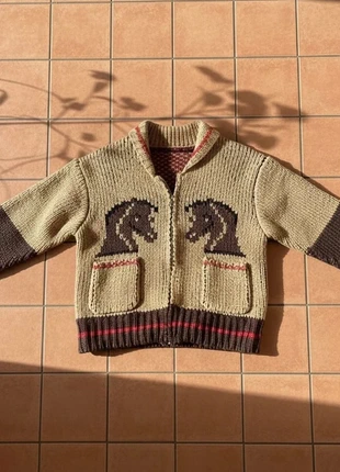 Cardigan vintage chevaux tricot – taille M – cosy rétro automne, marque: Isoldea, état: Très bon état, taille: M / 38 / 10, 49,99 €, 53,19 € Protection acheteurs (Pro) incluse