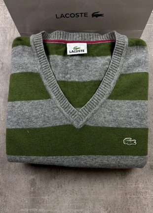 Pull col V lacoste a rayure vert et gris logo brodé taille XXL homme / KZ058, marca: Lacoste, estado: Muy bueno, tamaño: XXL, 34,90 €, 37,35 € Protección al comprador incluida