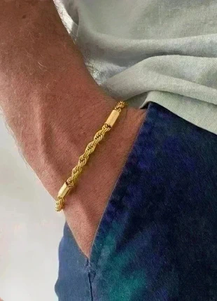 Bracelet homme en acier inoxydable, bracelet chaîne torsadée avec maillons, bijou homme, condition: Very good, €12.00, €13.30 includes Buyer Protection Pro