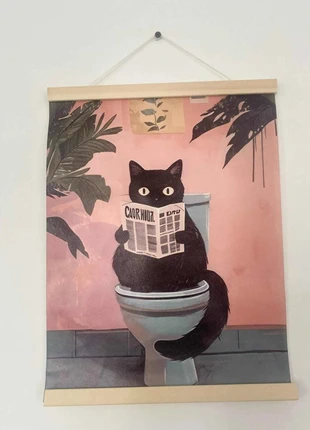 Toile imprimée 30x40cm neuve "chat noir", affiche, poster, plaque métal, condition: New, €9.00, €10.15 includes Buyer Protection