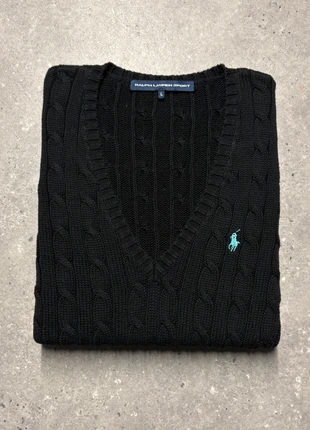 Torsadé Ralph Lauren femme noir pull col V brodé sweat cable knit vneck coton PR4-38, marque: Ralph Lauren Sport, état: Très bon état, taille: L / 40 / 12, 49,90 €, 53,10 € Protection acheteurs (Pro) incluse