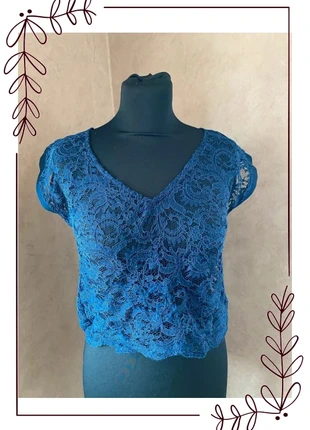 Blouse en dentelle ajourée bleu marine – dos ouvert 💙, marque: Boutique indépendante, état: Très bon état, taille: M / 38 / 10, 11,00 €, 12,25 € Protection acheteurs incluse