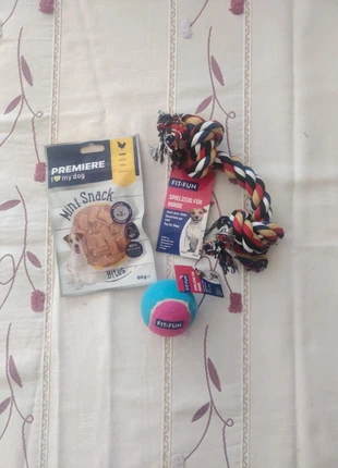 Lot Friandises Poulet & 2 Jouets Chien (Balle + Corde) 🐾 Neuf, marca: PREMIERE et Fit+Fun, estado: Nuevo con etiquetas, 10,50 €, 11,73 € Protección al comprador incluida
