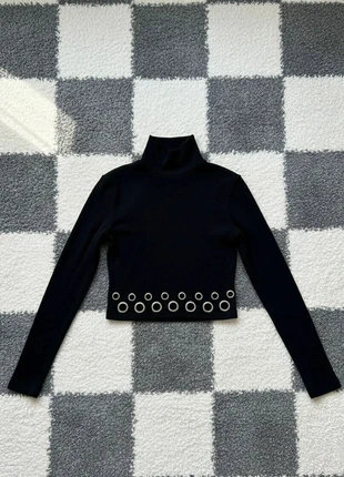 Top noir col roulé détails œillets métal taille S, merk: Vintage Dressing, staat: Heel goed, maat: S / 36 / 8, € 35,90, € 38,40 inclusief Kopersbescherming