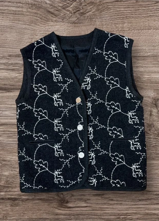 gilet autrichien vintage pure laine bouillie gris foncé motifs cerf du 38 au 42, brand: Vintage Love, condizioni: Ottime, taglia: XL / IT 46 / EU 42, €30.00, €32.20 include la Protezione acquisti Pro