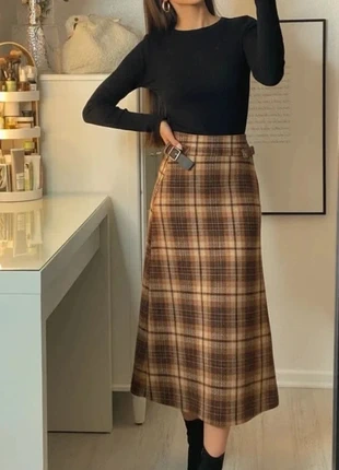 Jupe midi cuir synthétique tricolore beige camel noir fente frontale taille M, brand: Vintage Chic, condition: Very good, size: M / 38 / 10, €44.90, €47.85 includes Buyer Protection Pro