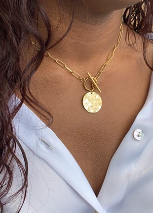 Collier doré tendance cercle et barre acier inoxydable, marque: Tendance, état: Très bon état, 16,00 €, 17,50 € Protection acheteurs (Pro) incluse