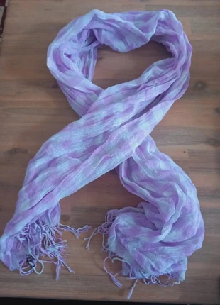 Foulard léger à rayures lavande et blanc – neuf jamais porté, condition: New without tags, €4.00, €4.90 includes Buyer Protection