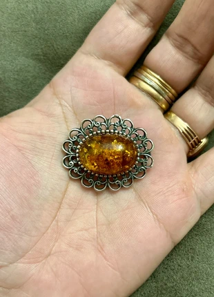 Broche en argent massif et ambre, marca: Argent, estado: Muito bom, €75.00, €79.45 inclui Proteção do Comprador Pro