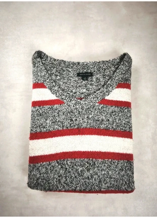 Tommy Hilfiger – Pull maille oversize femme L gris rayé – Très bon état, brand: Tommy Hilfiger, condition: Good, size: L / 40 / 12, €10.00, €11.20 includes Buyer Protection Pro