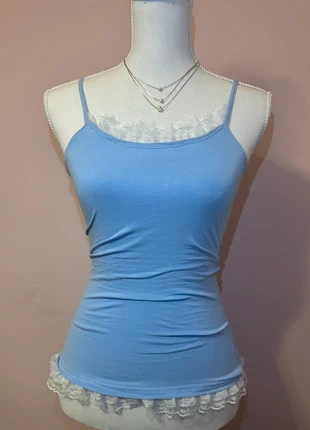 fitted baby blue lace cami, marque: Handgemaakt, état: Très bon état, taille: XS / 34 / 6, 6,50 €, 7,53 € Protection acheteurs incluse
