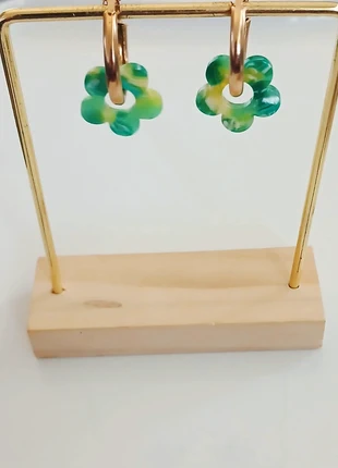 Créoles dorées pampilles fleurs vertes – tendance, brand: Tendance, condition: Very good, €3.00, €3.85 includes Buyer Protection Pro