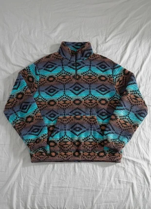 Sweat Polaire Bleu Marron Motif Géométrique Ethnique Vintage Outdoor 90s, marca: Vintage Dressing, estado: Muito bom, tamanho: M / 38 / 10, €44.99, €47.94 inclui Proteção do Comprador